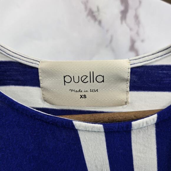 Anthropologie Shirt Womens XS Blue White Stripe Swing Babydoll Tee Tunic Puella - Picture 3 of 9